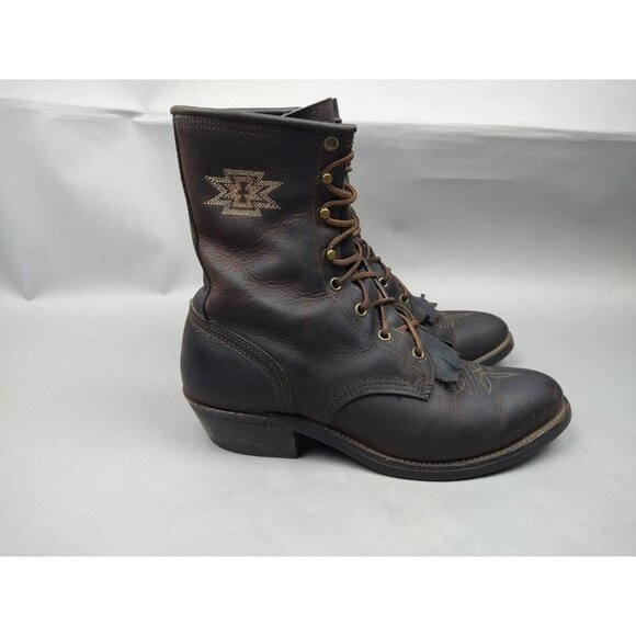 Abilene Leather Lace Up Western Packer Kiltie Boots Men's 7.5 D (Womens Size 10) - Picture 9 of 16